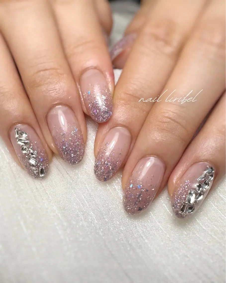 ネイル キラキラネイル ピンク シンプルネイル Nail Liribelのネイルデザイン