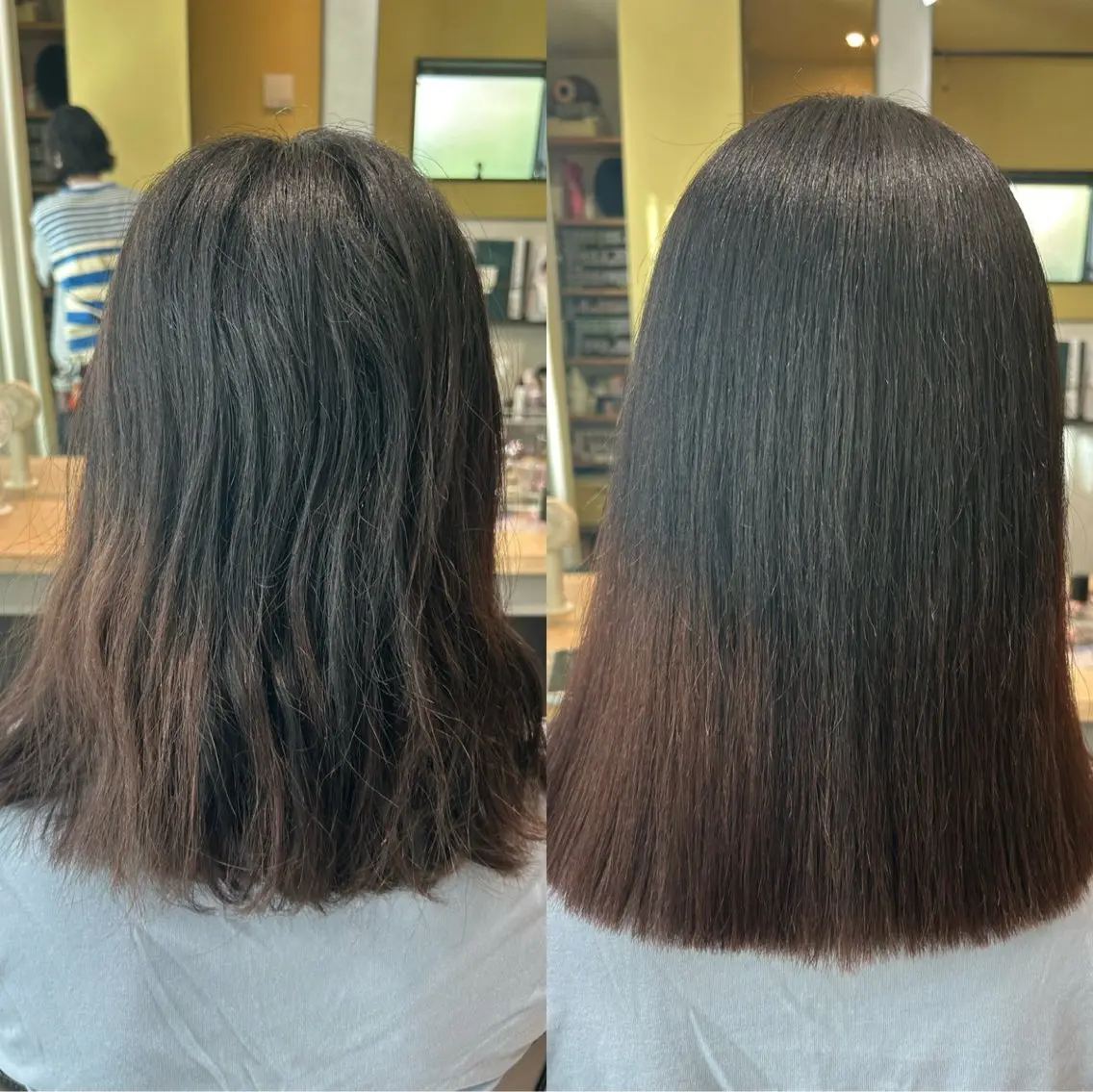 セミロング パーマ 髪質改善 ストレートパーマ カット 縮毛矯正 トリートメント hubhair レイヤー/透明感のヘアスタイル