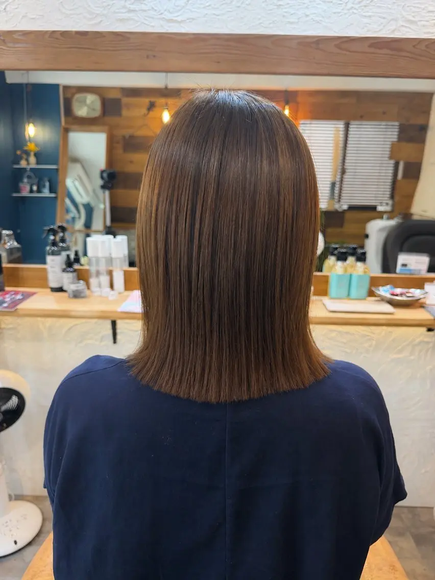 【ヘアカラー+髪質改善】頭皮や髪の毛への負担少なく、艶やかで綺麗なヘアカラー🎨ジアミン除去も✨の写真