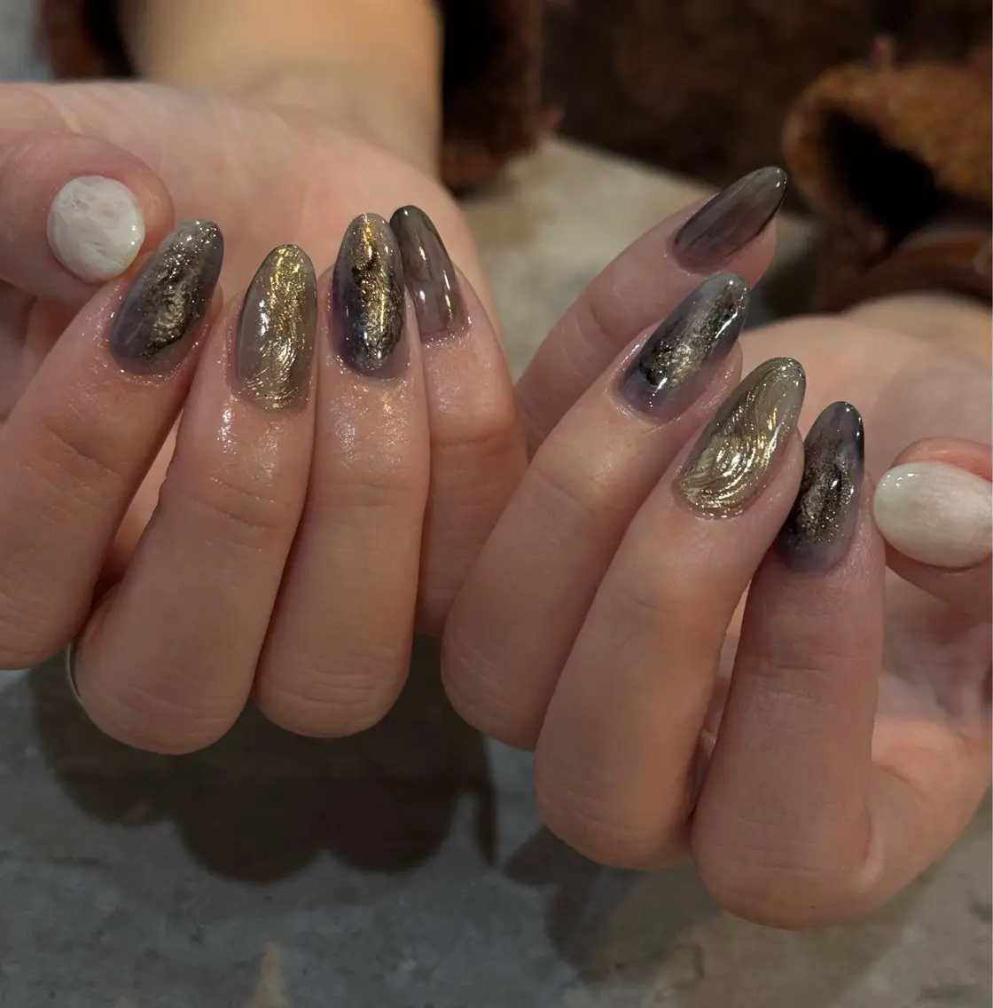 ネイル ネイビー ニュアンスネイル ハンドネイル Blé nailのネイルデザイン
