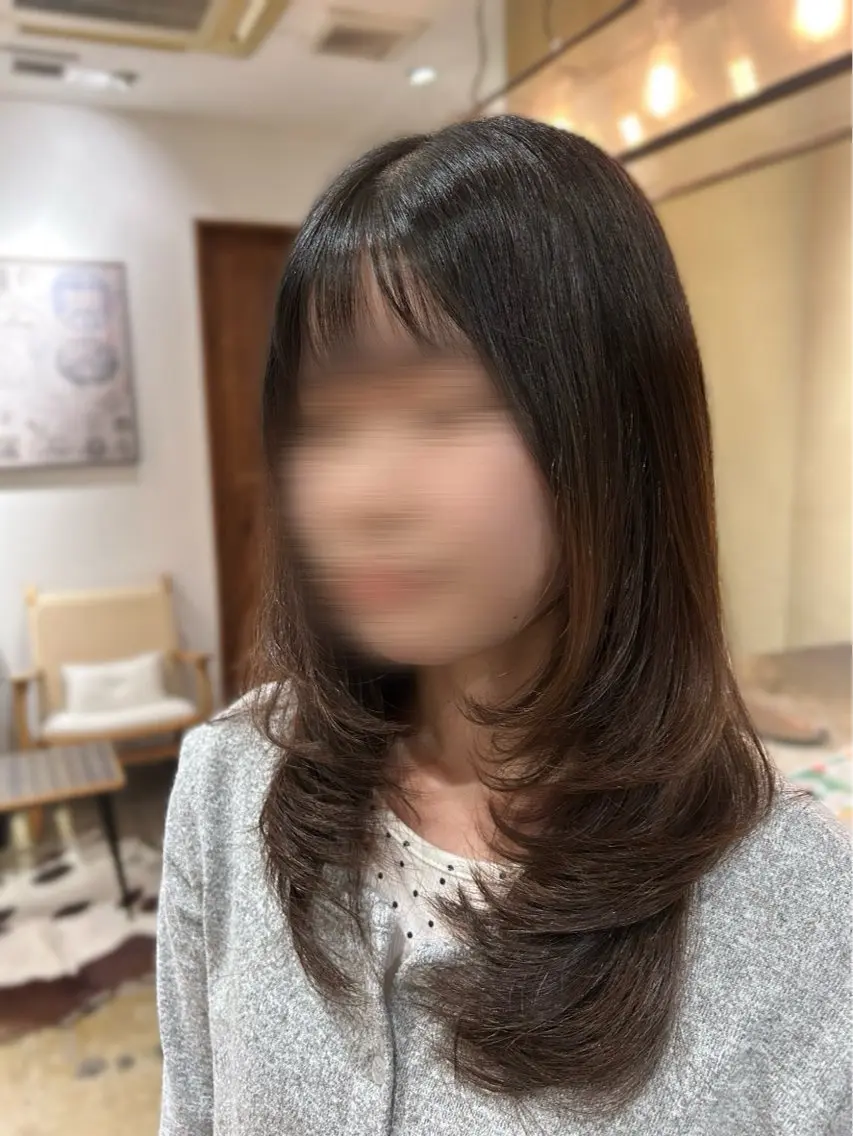 セミロング ハイレイヤー レイヤーカット スエキ タクミ／昭島のヘアスタイル