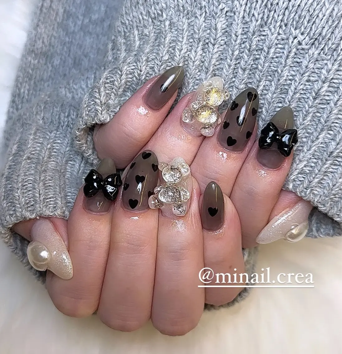 ネイル ジェルネイル ハート キラキラネイル ロングネイル ワンカラーネイル CReA nailのネイルデザイン