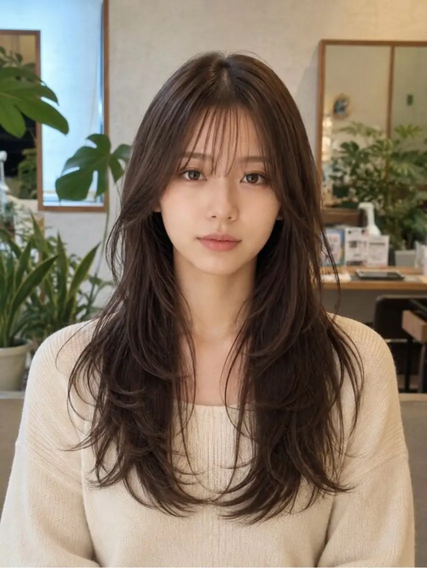 ロング カラー 透明感カラー レイヤーカット カット ヘアカラー トリートメント 髪質改善/レイヤーカ ット山口 恋のヘアスタイル