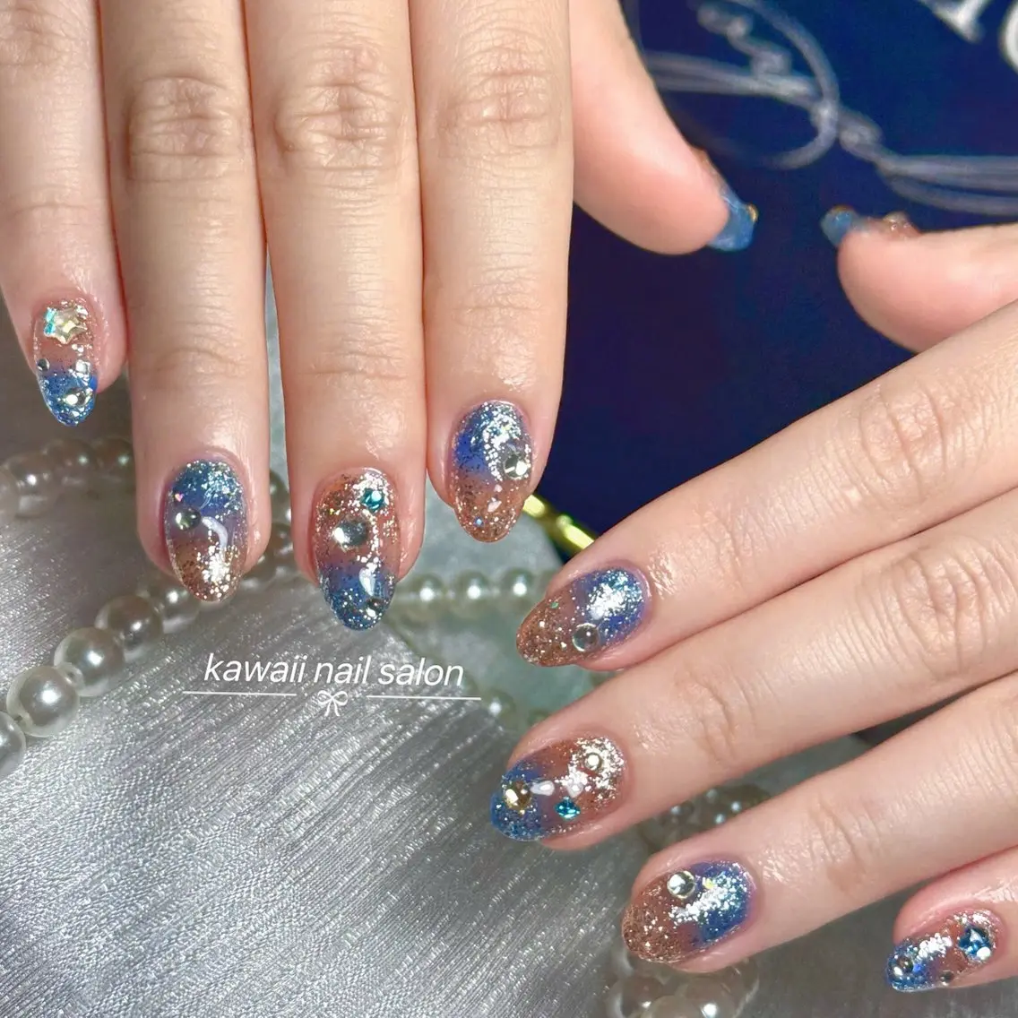 ネイル ドット フレンチネイル 韓国ネイル マグネットネイル オフィスネイル Kawaii Nail Salonのネイルデザイン