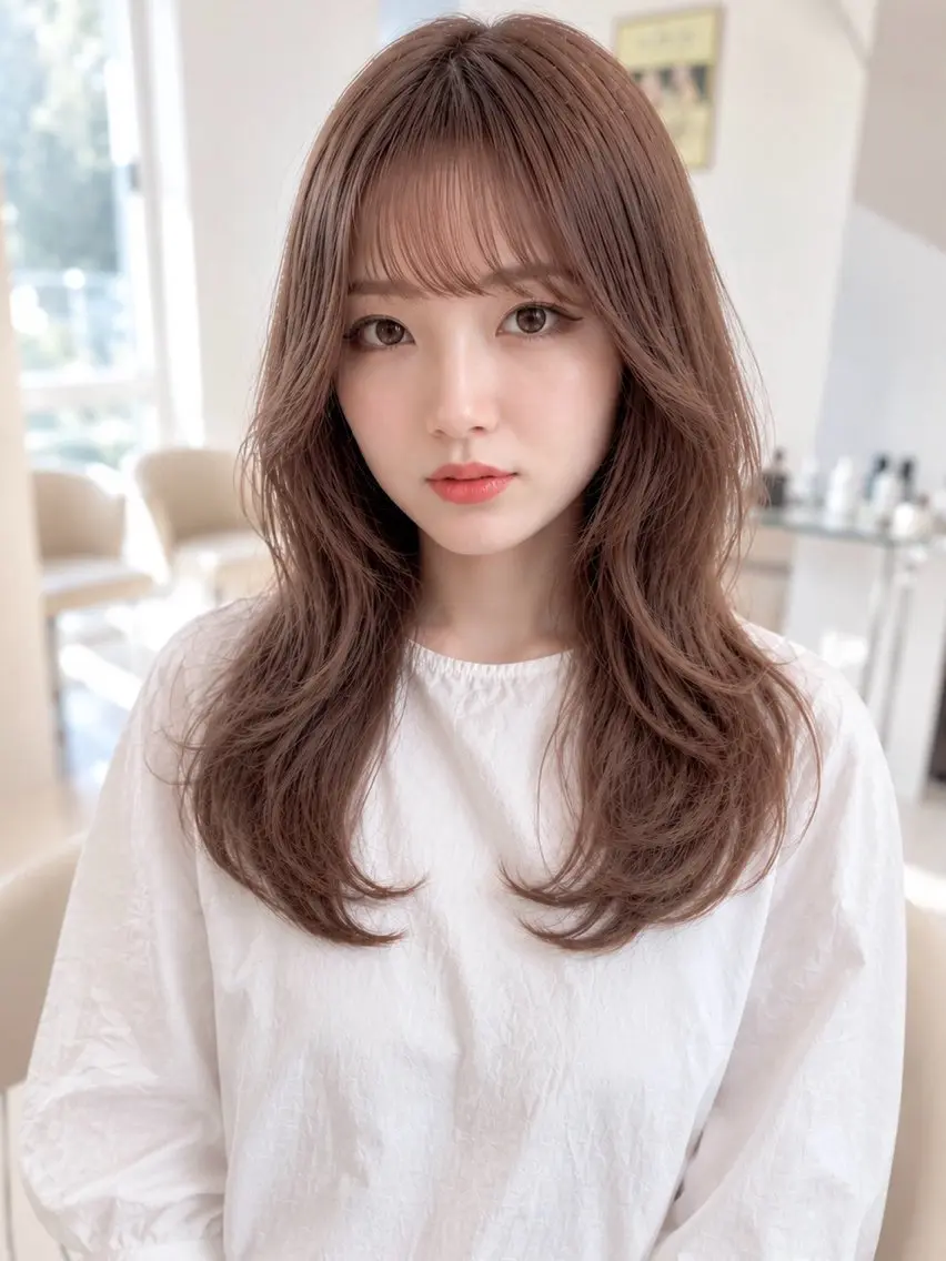 ロング カラー カット ヘアカラー トリートメント moeka レイヤー /艶カラー/韓国のヘアスタイル