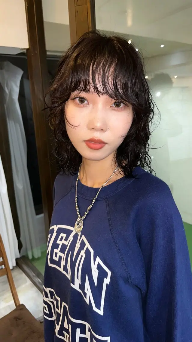 ミディアム ミディアムパーマ レイヤーカット カット パーマ 似合わせパーマ/ 山本銀次郎のヘアスタイル