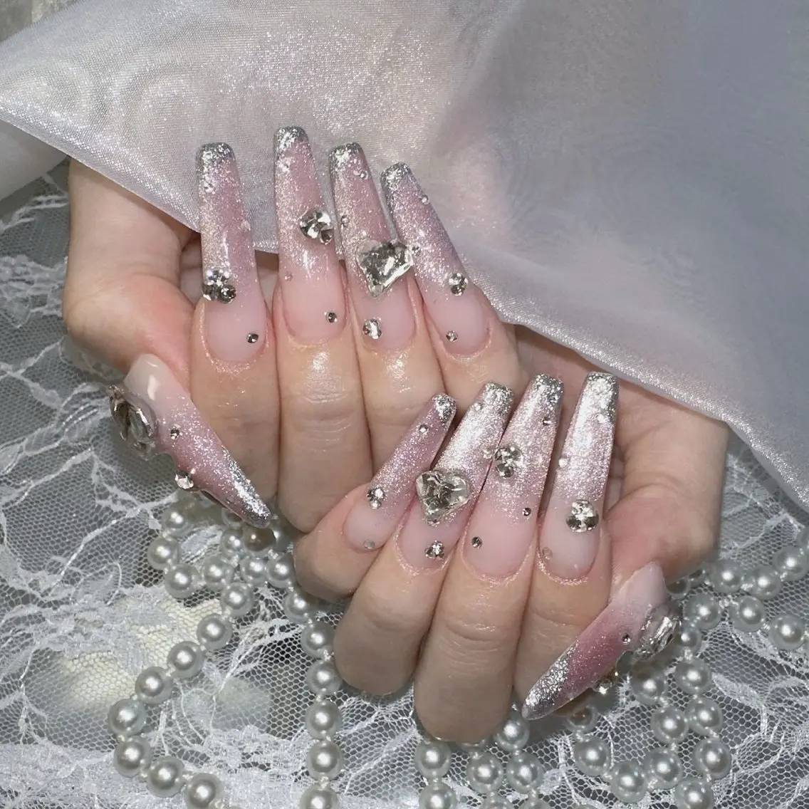 ネイル 長さ出し フラッシュネイル キラキラネイル 韓国ネイル マグネットネイル kana nailのネイルデザイン