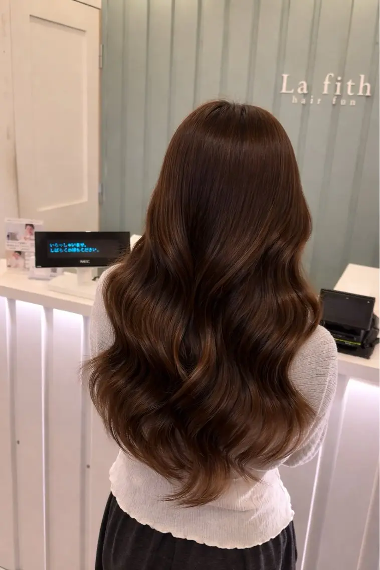 ロング カラー ブラウンカラー ナチュラルブラウン ヨシンモリ レイヤーカット カット ヘアカラー ✨本格的韓国スタイル 特化✨ﾊﾙｶ✨️のヘアスタイル