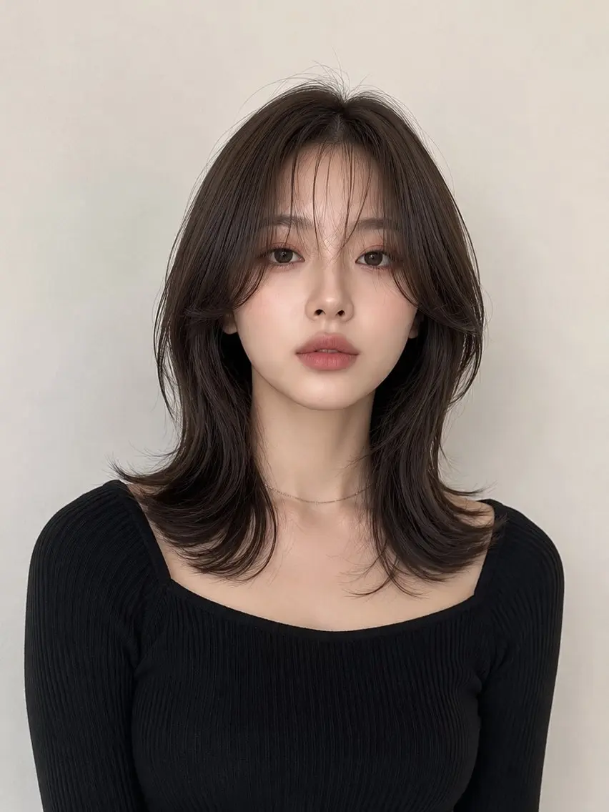 ミディアム カラー ミディアムレイヤー ブラウンカラー オリーブブラウン くびれヘア レイヤーカット カット ヘアカラー トリートメント モテ🤍トレンドヘア /新宿/ワカナのヘアスタイル