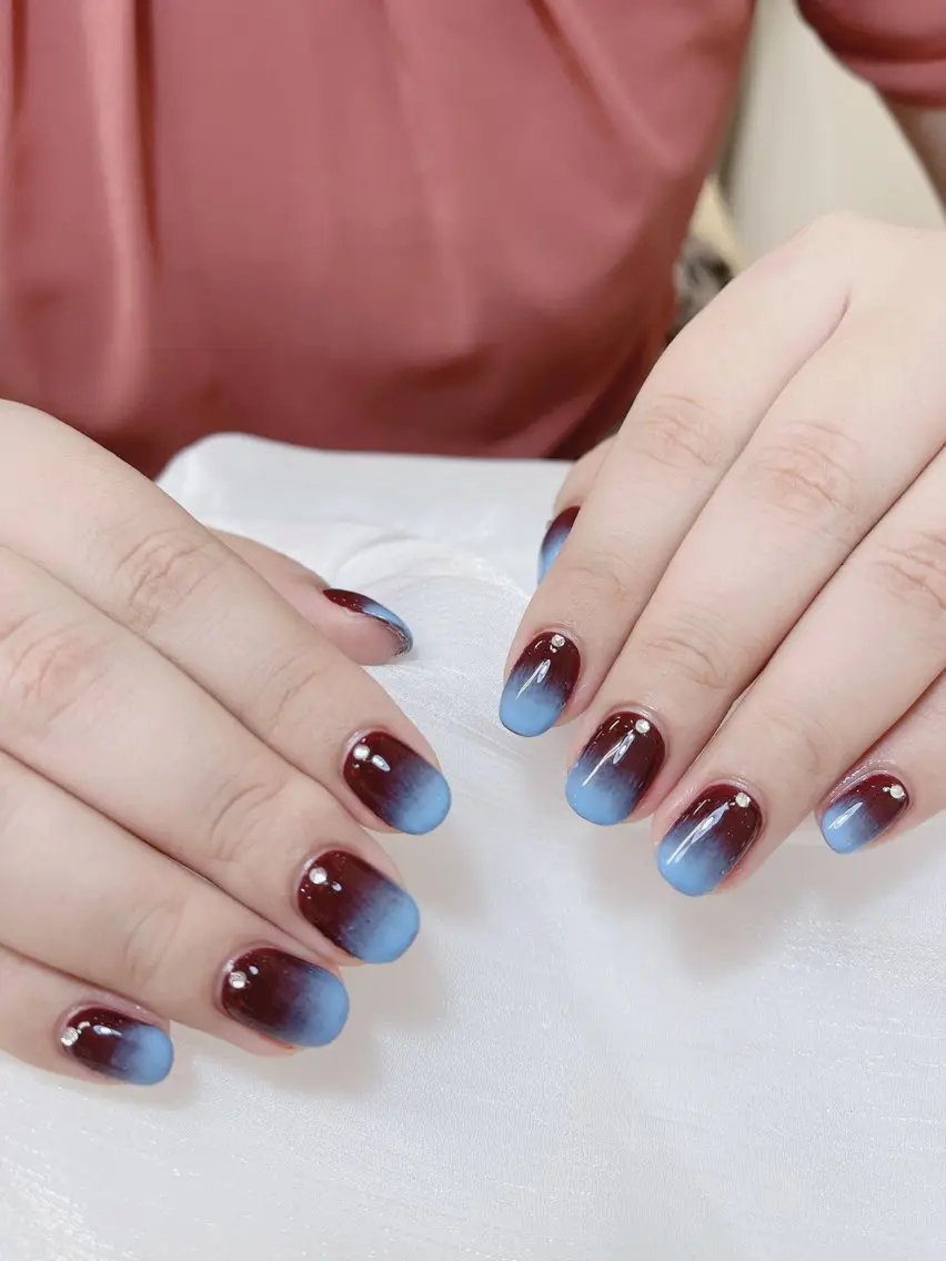 ネイル チークネイル フレンチネイル グラデーション キラキラネイル 韓国ネイル ハンドネイル DUO   MI nail salonのネイルデザイン