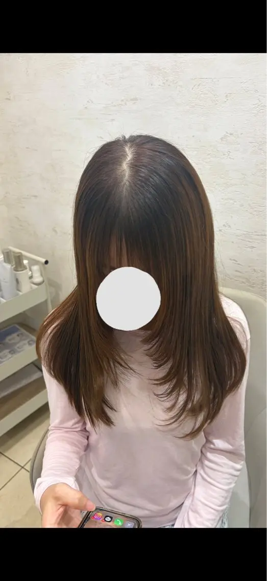 ロング 顔まわりレイヤー 顔周りカット レイヤーカット あおき りのんのヘアスタイル