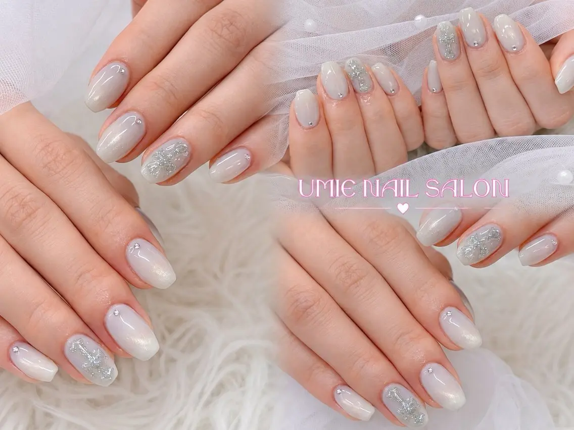 ネイル フットネイル フレンチネイル グラデーション キラキラネイル 韓国ネイル ハンドネイル UMIE NAIL SALONのネイルデザイン