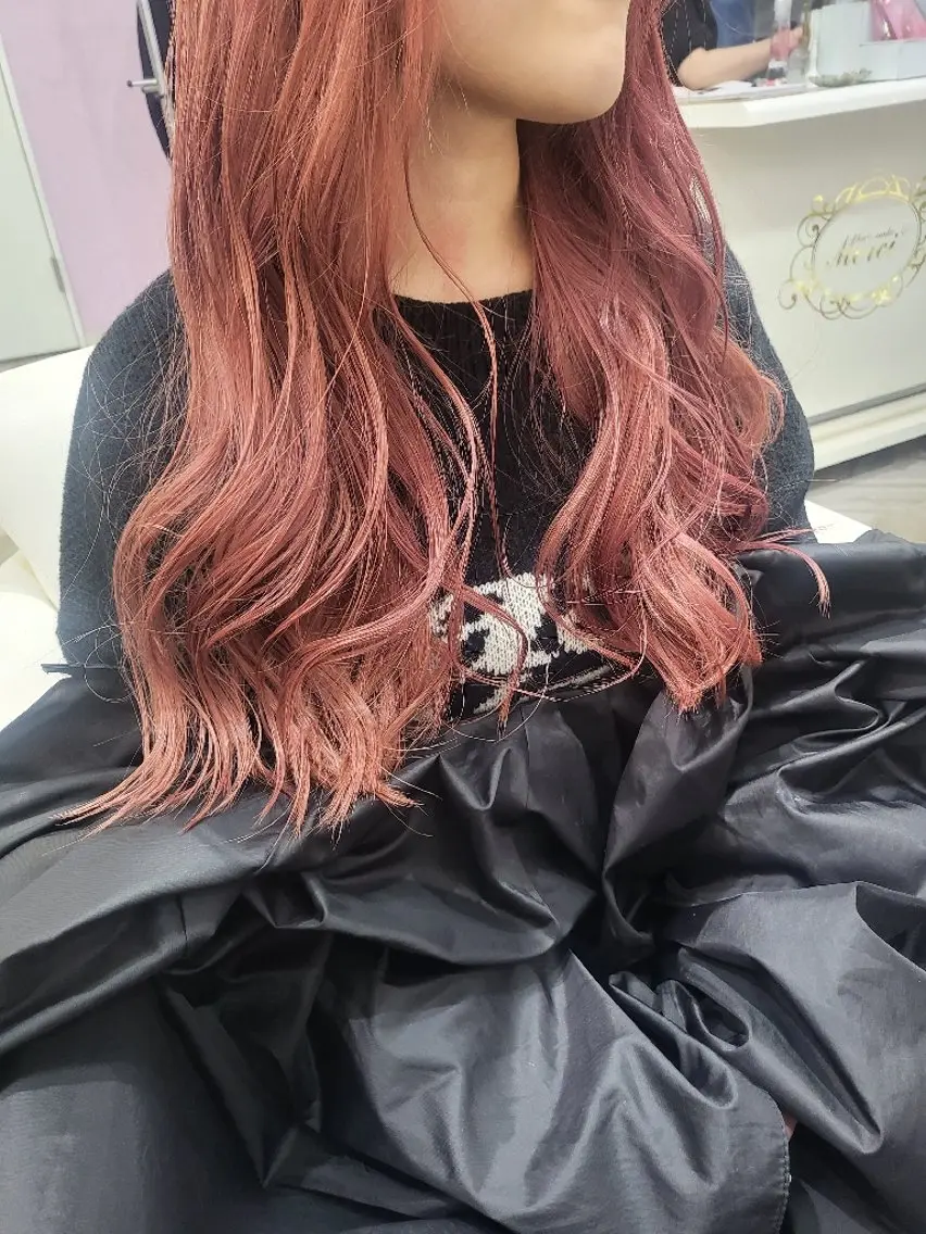 ロング カラー ヘアアレンジ ピンクカラー ナカシマ  アユミのヘアスタイル