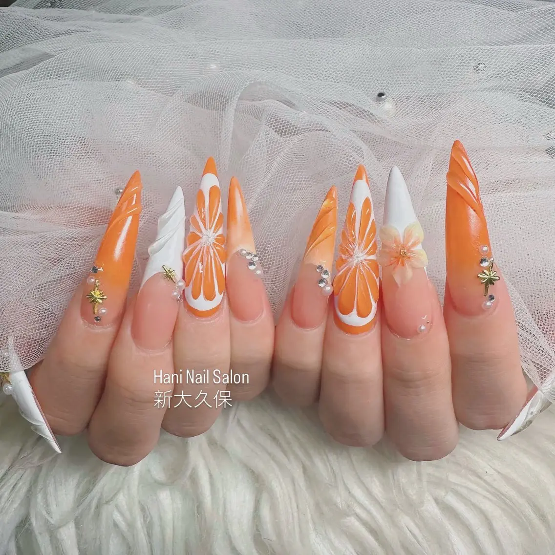 ネイル フットネイル フレンチネイル グラデーション 韓国ネイル ロングネイル ハンドネイル Hani Nail Salonのネイルデザイン