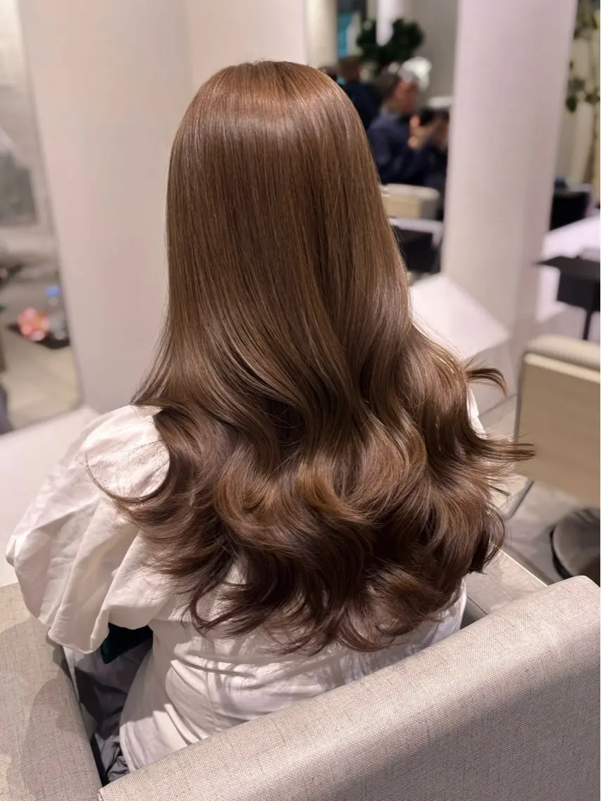 ロング カラー ベージュカラー オリーブベージュ 韓国風ヘア レイヤーカット カット ヘアカラー トリートメント 銀座/韓国レイヤー/ 艶カラー🍓原田侑依のヘアスタイル