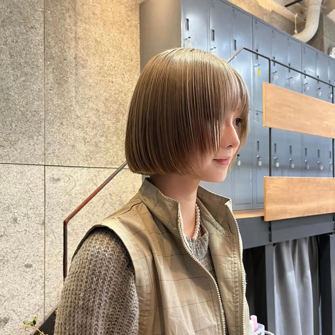 ミディアム カラー ヘアカラー トリートメント ボブ/レイヤー/ ハッシュカット/河内のヘアスタイル