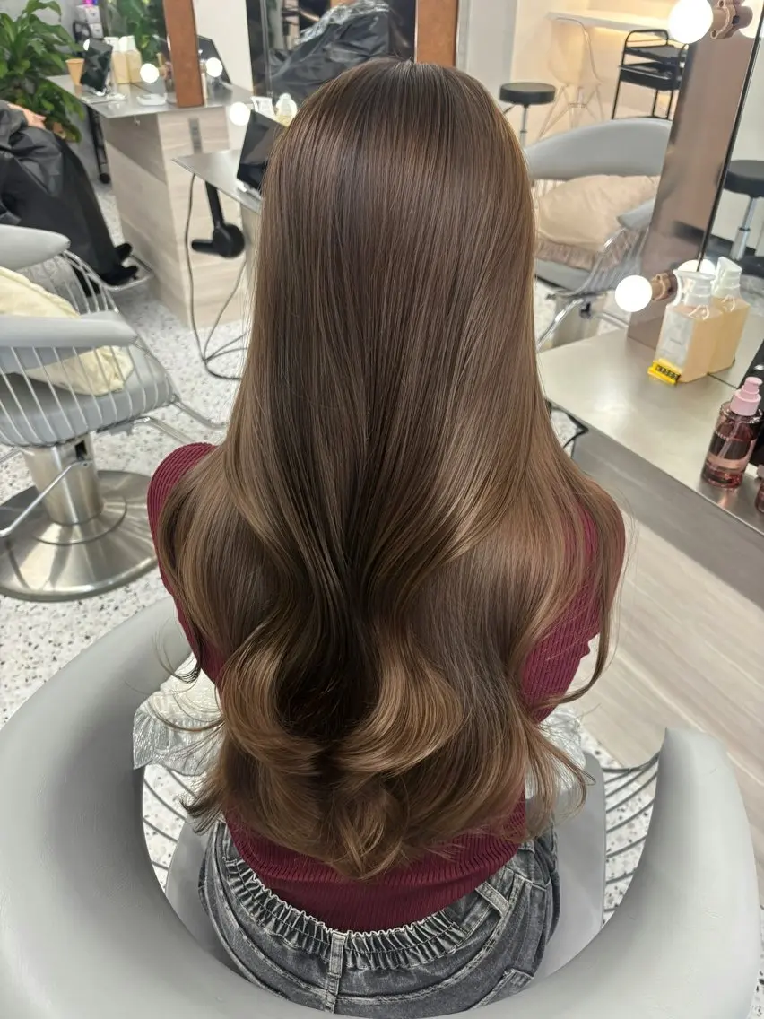 ロング カラー ブラウンカラー 透明感カラー カット ヘアカラー トリートメント 🍒ブリーチなしカラ ー／Sakura🍒のヘアスタイル