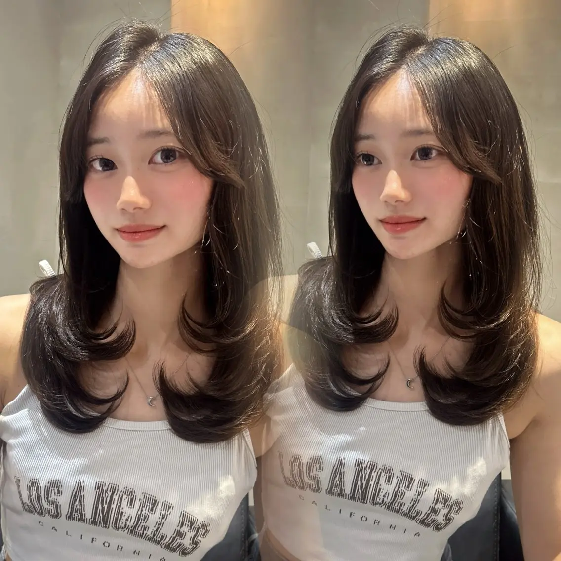 ミディアム 韓国風ヘア レイヤーカット 小顔カット カット ヘアカラー トリートメント 透明感×韓国ヘア 🇰🇷きららのヘアスタイル
