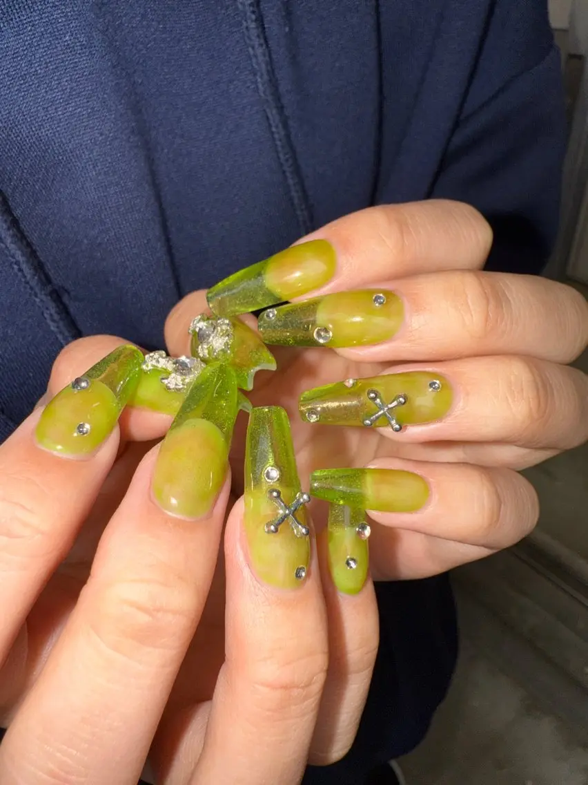🌈🆕💫＜LA発アプレ10本長さだし＞ワンカラー・グラデ・ラメグラ★Gel-Xの写真