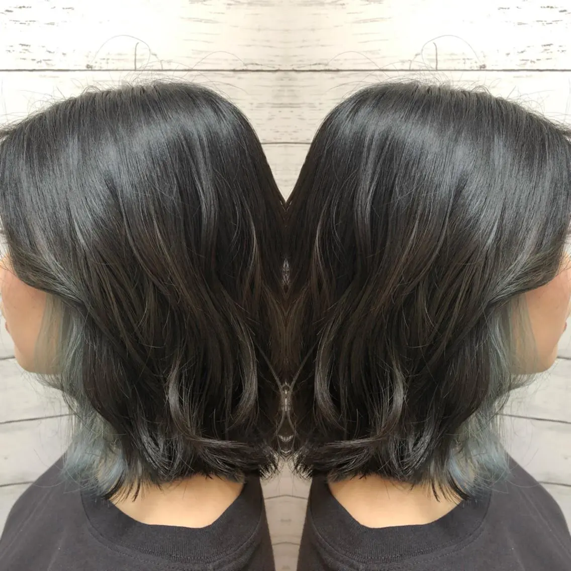 ミディアム カラー ブリーチ インナーカラー シルバー ヘアセット 韓国ヘア🤍髪質改善 🇰🇷AKANEのヘアスタイル