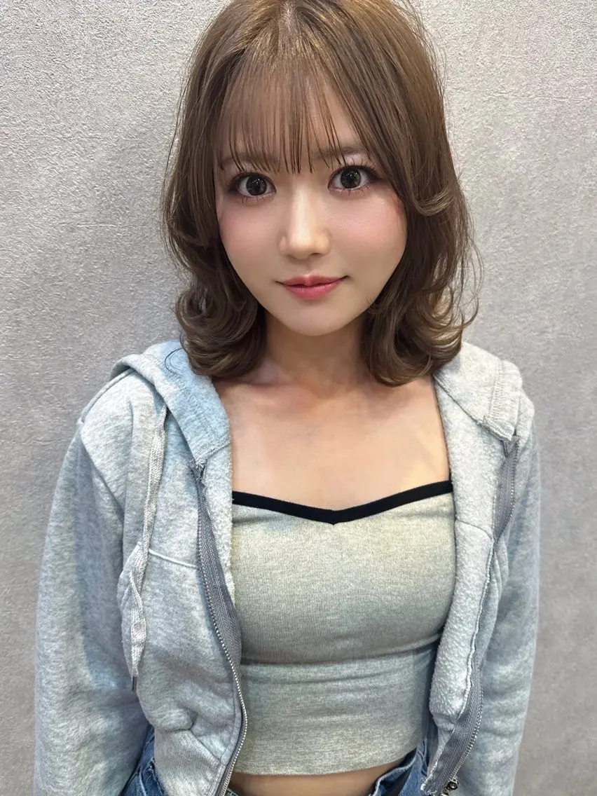 ミディアム カラー パーマ ヘアアレンジ ミディアムパーマ ベージュカラー ブリーチ ブラウンカラー ショコラベージュ 平川 友理/韓国ヘア💘のヘアスタイル