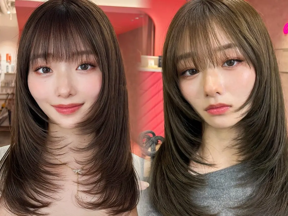 ロング カラー 山崎/ボブ縮毛矯正 レイヤー髪質改善のヘアスタイル