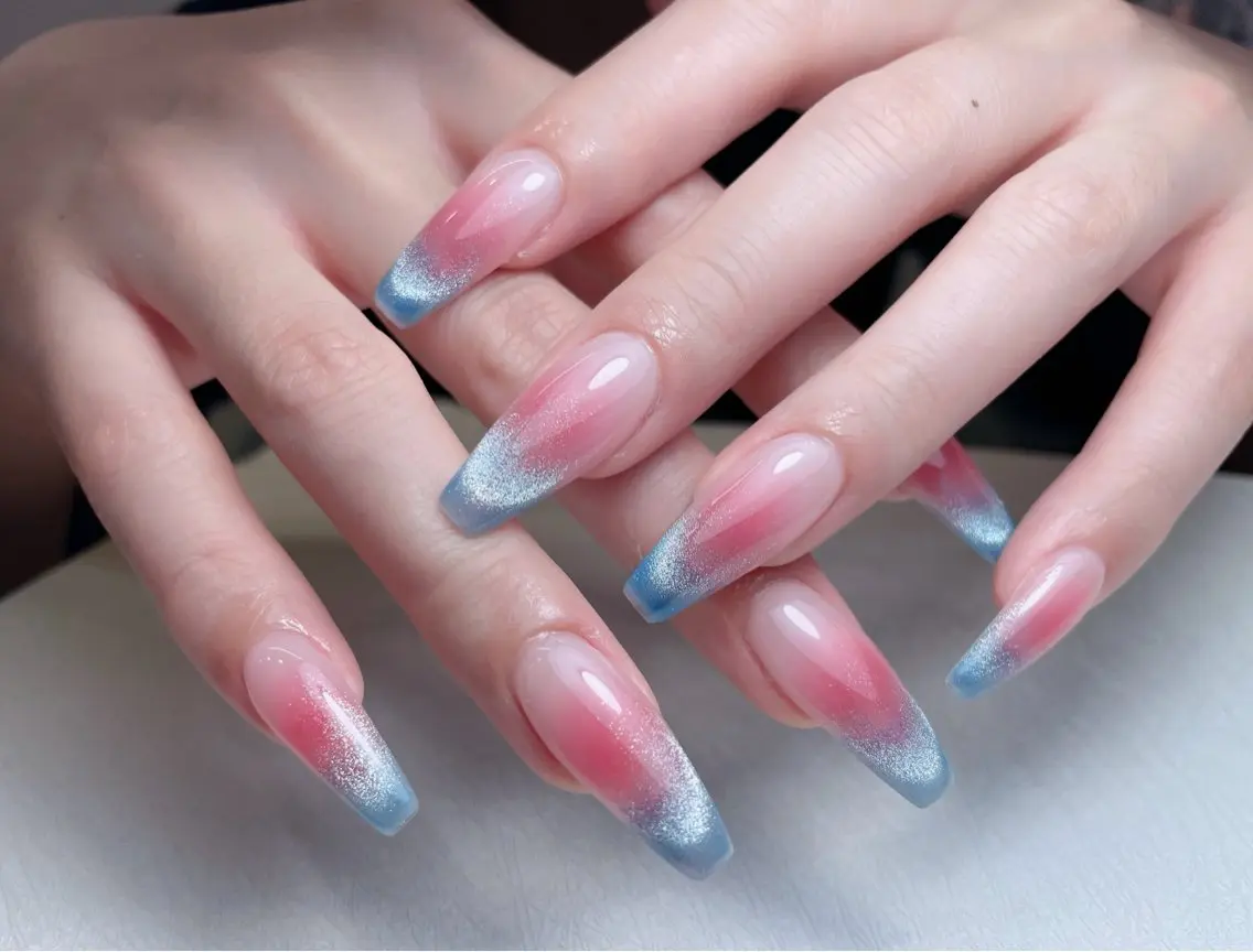 ネイル オーロラネイル 長さ出し フットネイル フレンチネイル 韓国ネイル 中野駅から2分 MEO NAILのネイルデザイン