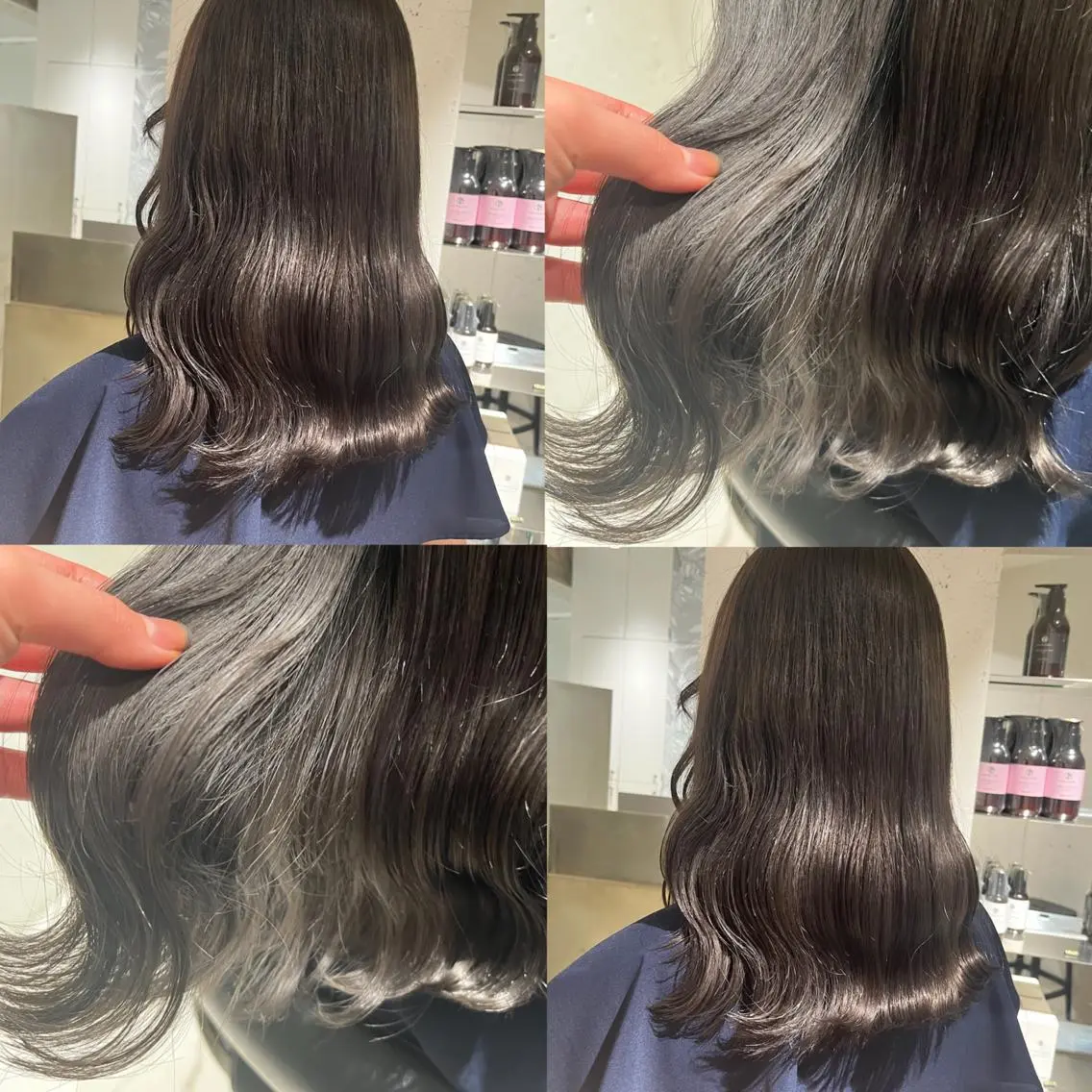 セミロング カラー 透明感カラー グレージュ ハイトーンカラー 外国人風カラー ヘアカラー トリートメント ヘッドスパ ヘアセット カジュアルを女っぽく 𝗮𝘆𝗮𝗰𝗼のヘアスタイル