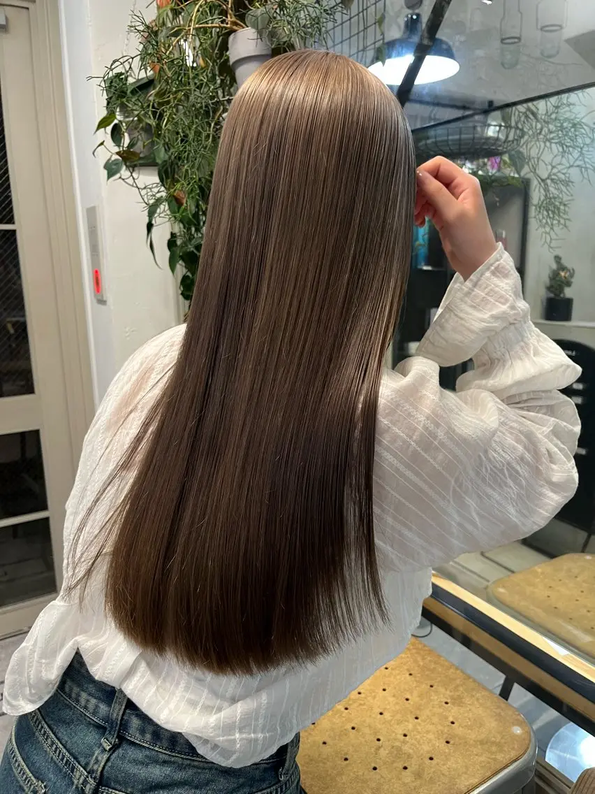 セミロング カラー ベージュカラー ブリーチ ダブルカラー 赤み消しカラー/ ナチュラル/トモキのヘアスタイル