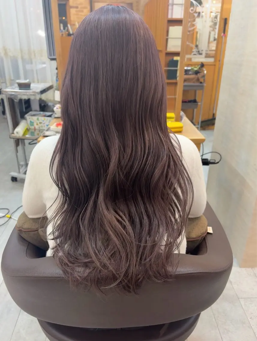 ロング カラー ラベンダーカラー ピンクカラー ピンクラベンダー 佐藤 遥菜のヘアスタイル