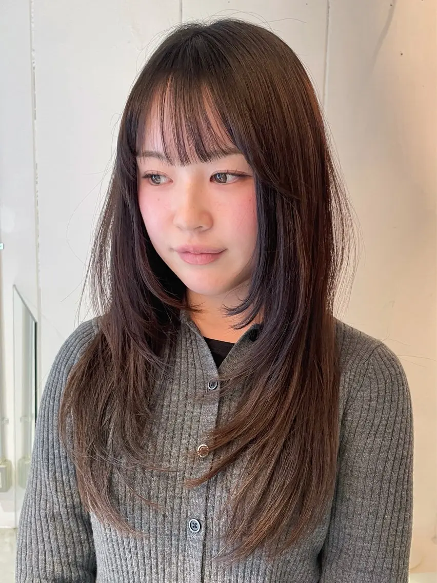 ロング カラー ヘアアレンジ レイヤーカット ヘアカラー トリートメント 🎀透明感カラー 韓国ヘア🎀mahoのヘアスタイル