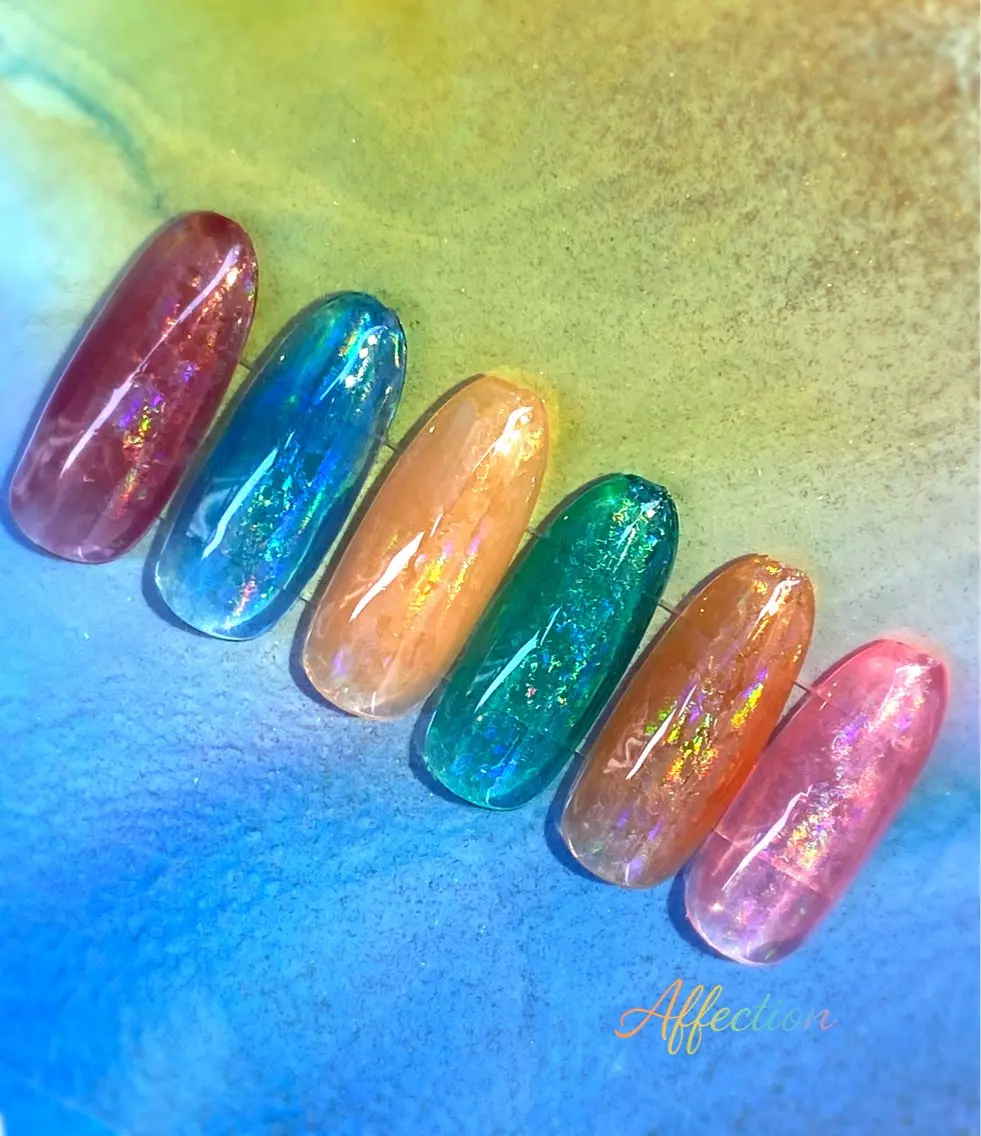ネイル オーロラネイル ハンドネイル affection 9のネイルデザイン