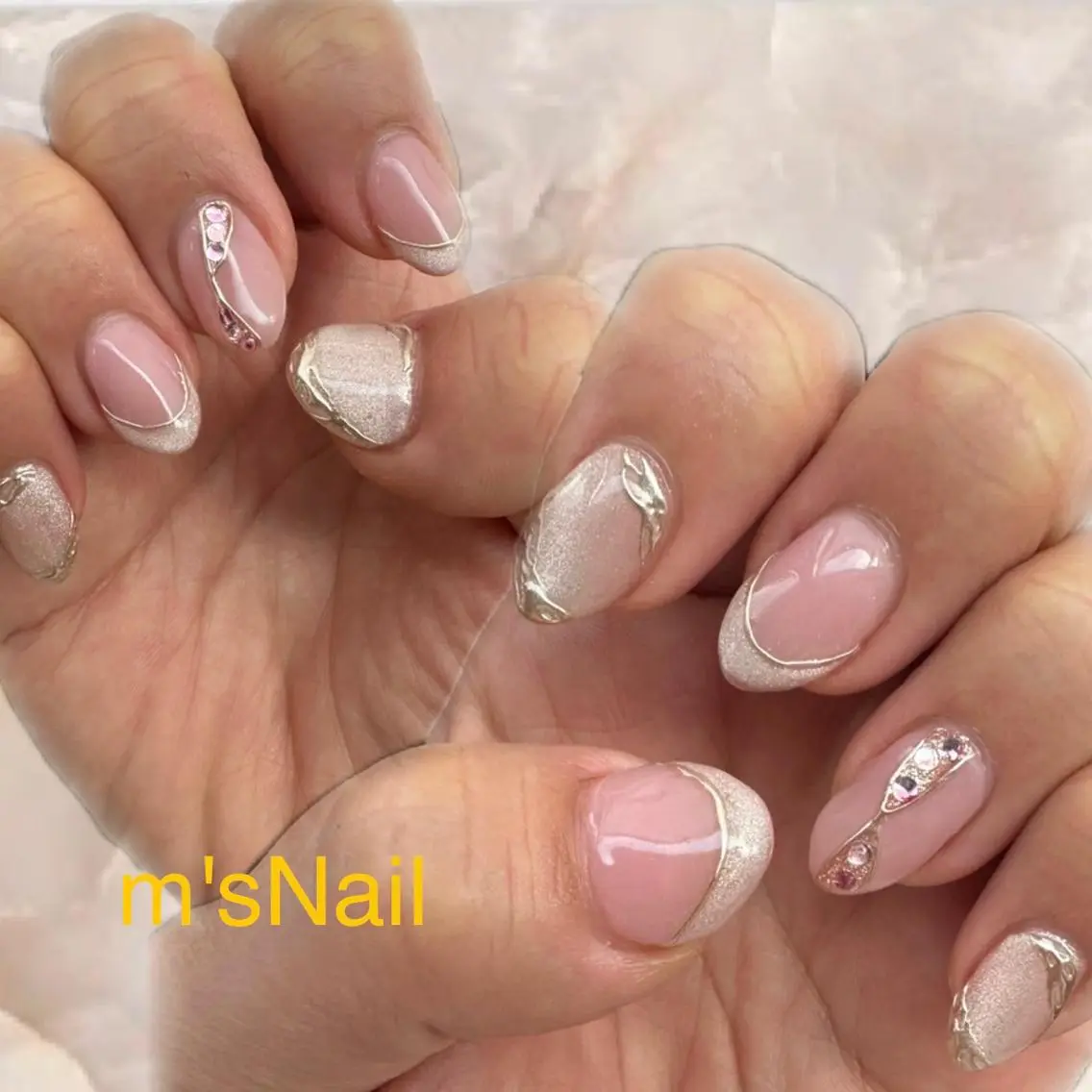 ネイル フレンチネイル マグネットネイル マグネットフレンチ m'sNail 福岡西区 ネイルのネイルデザイン