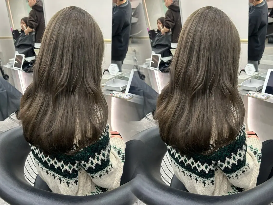 ロング カラー 透明感カラー グレージュ オリーブグレージュ オリーブグレー ヘアカラー トリートメント 村上 大武のヘアスタイル