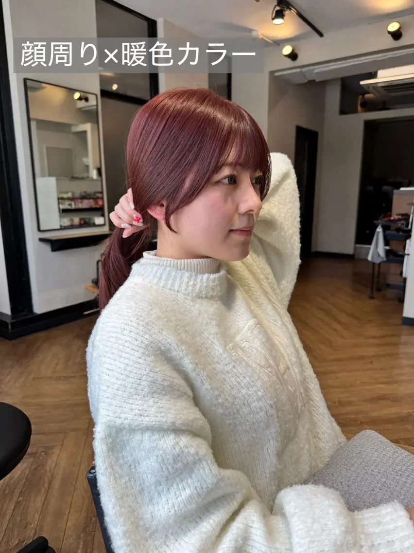 セミロング カット ヘアカラー トリートメント 檜谷 晴　顔周りカットのヘアスタイル