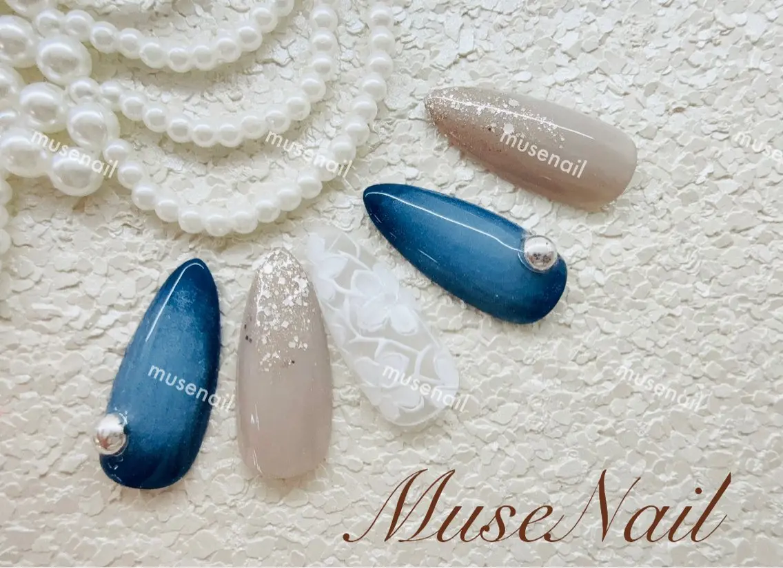 ネイル オーロラネイル 長さ出し フットネイル ジェルネイル 韓国ネイル muse nailのネイルデザイン