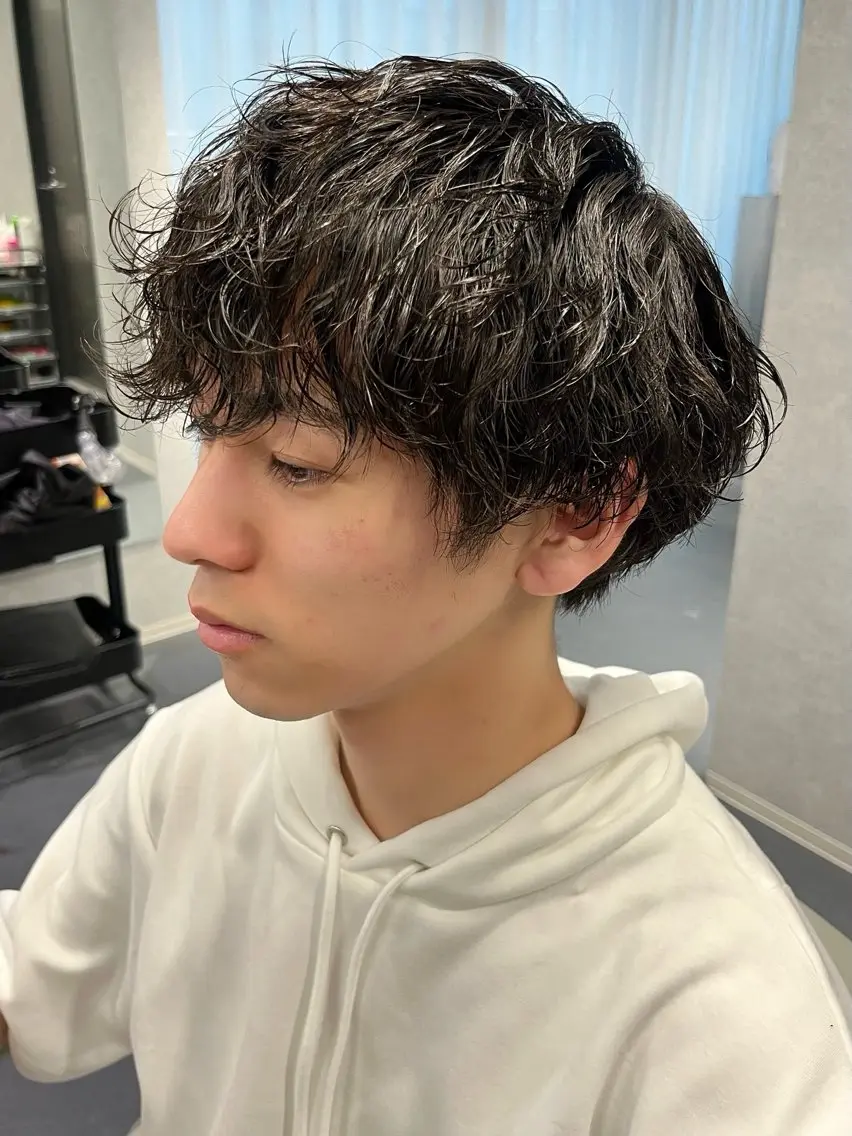 ミディアム パーマ メンズ ミディアムパーマ マッシュ メンズパーマ パーマ YUZUKI 🌙のヘアスタイル