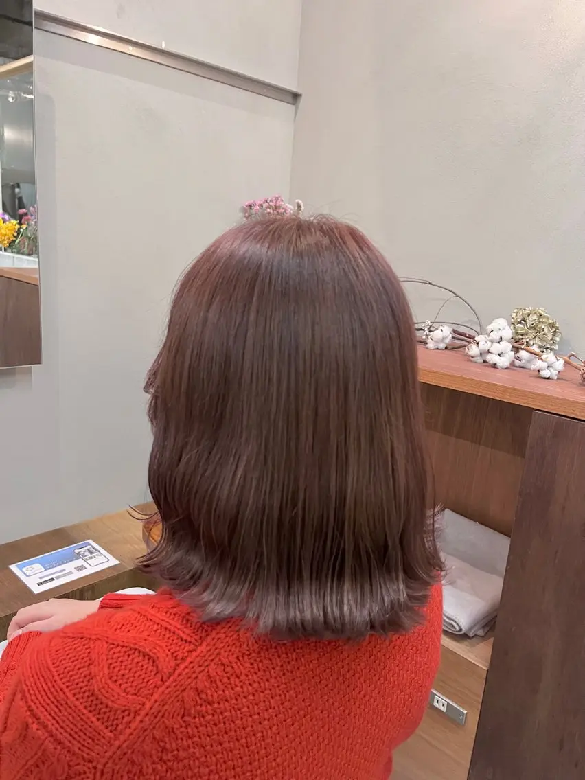 ミディアム カラー ベージュカラー ピンクカラー ピンクベージュ 暖色カラー/ ヘアセット🌛櫻井舞のヘアスタイル