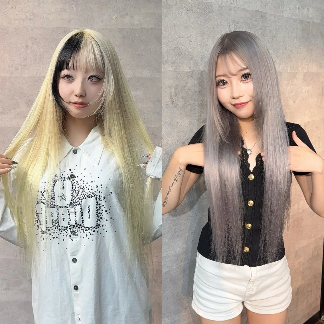 カラー ブリーチ カット ヘアカラー エクステ×ブリーチ× 推しカラー🌟Kのヘアスタイル