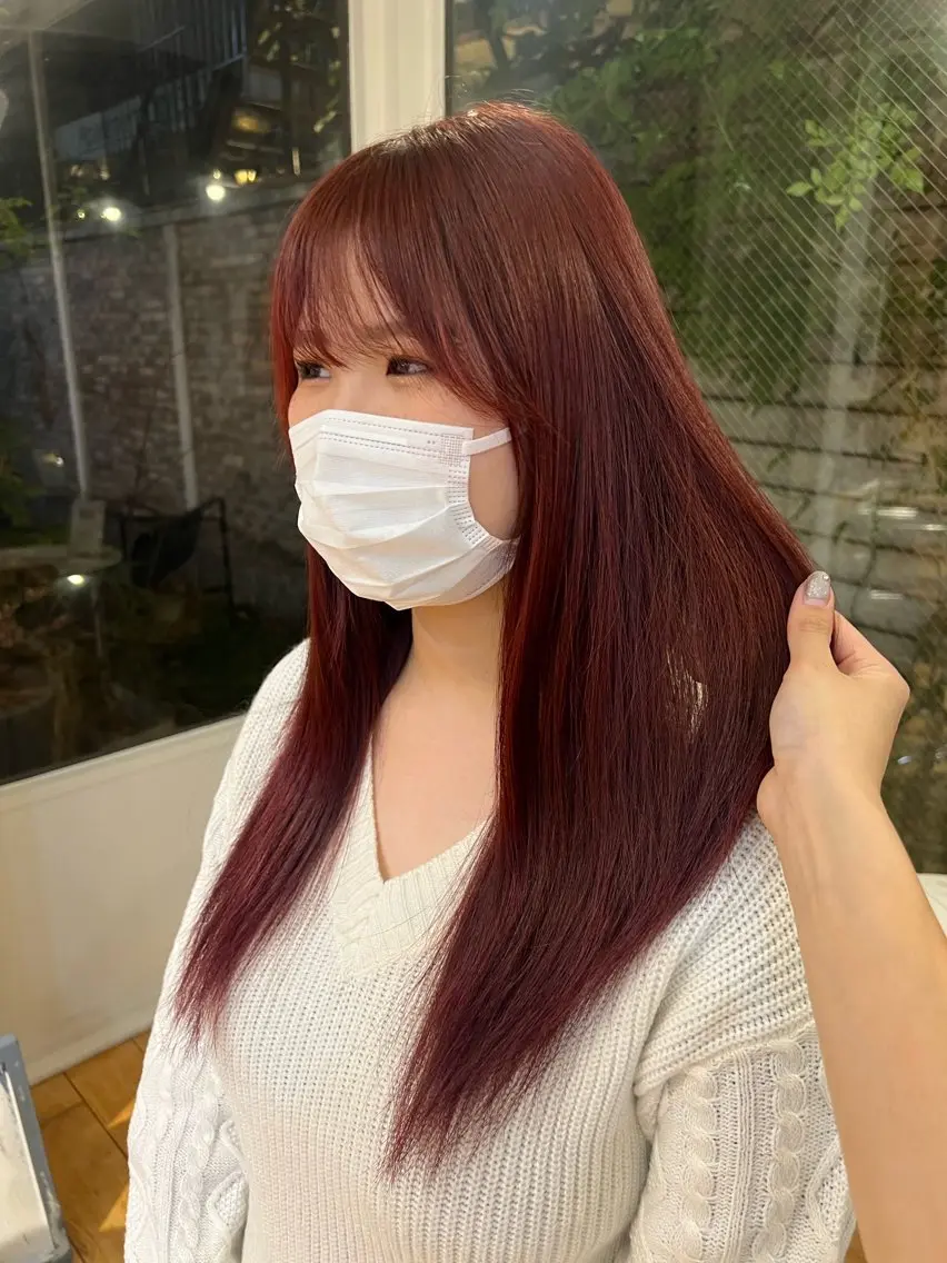 ミディアム カラー ヘアカラー ミディアムレイヤー/ 艶カラー🎀 emiのヘアスタイル