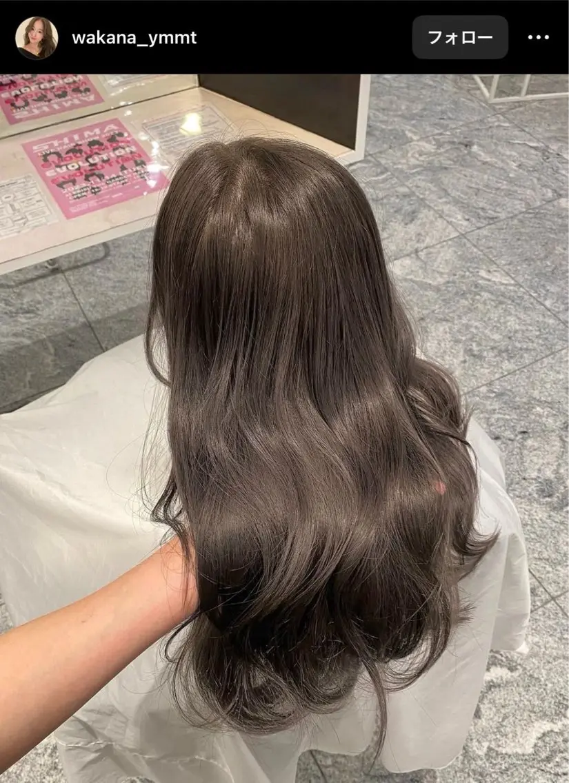 ロング カラー オリーブカラー ヘアカラー 佐伯 美麗のヘアスタイル
