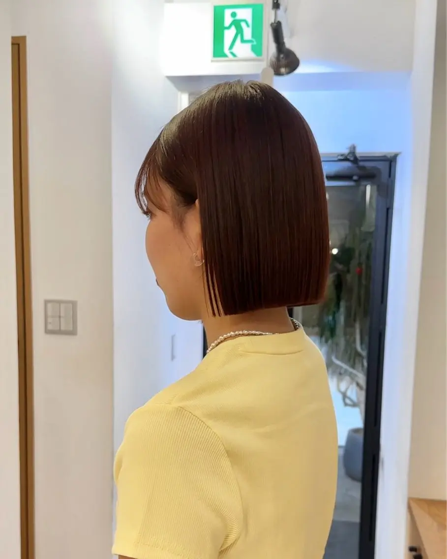 ショート ボブ 縮毛矯正 カット 縮毛矯正 似合わせボブ/矯正 /ハイトーン/ひさとのヘアスタイル