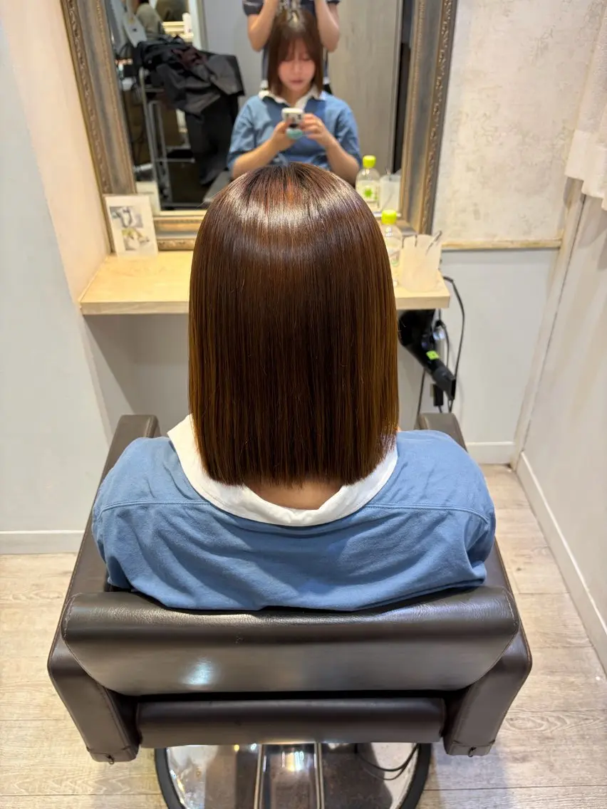 ミディアム 縮毛矯正 Lutia新宿 ここな💜ྀིのヘアスタイル