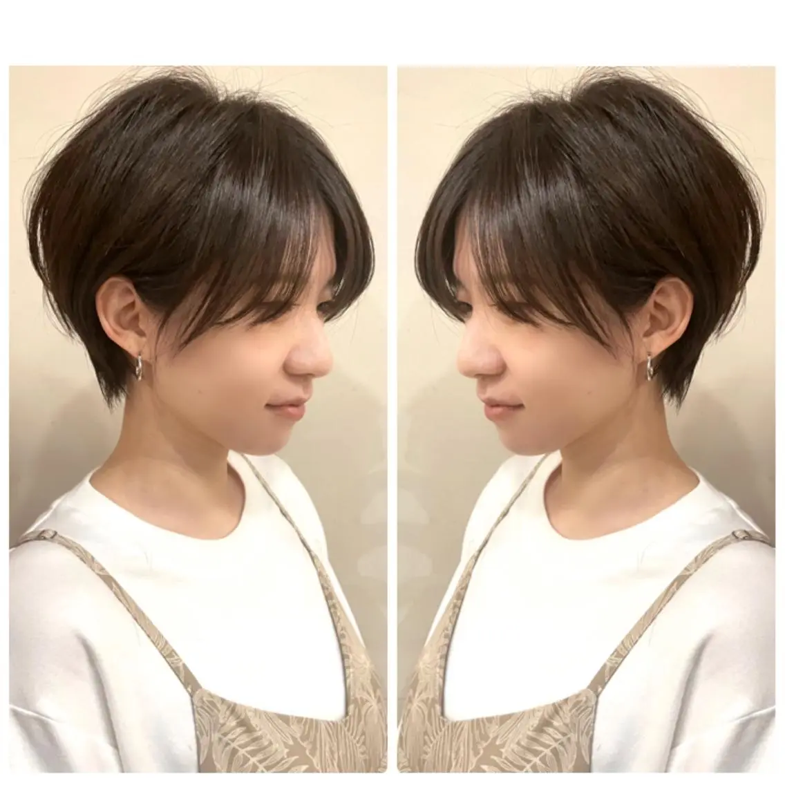 ショート カラー ショートボブ ハンサムショート 丸みショート デザインカラー ハイライトカラー カット ヘアカラー 京都大人女性ショート 徒歩1分/秋山のヘアスタイル