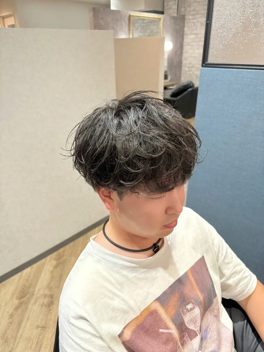 パーマ メンズ カット パーマ トリートメント ヘアセット 阪急箕面駅 labimani千葉のヘアスタイル