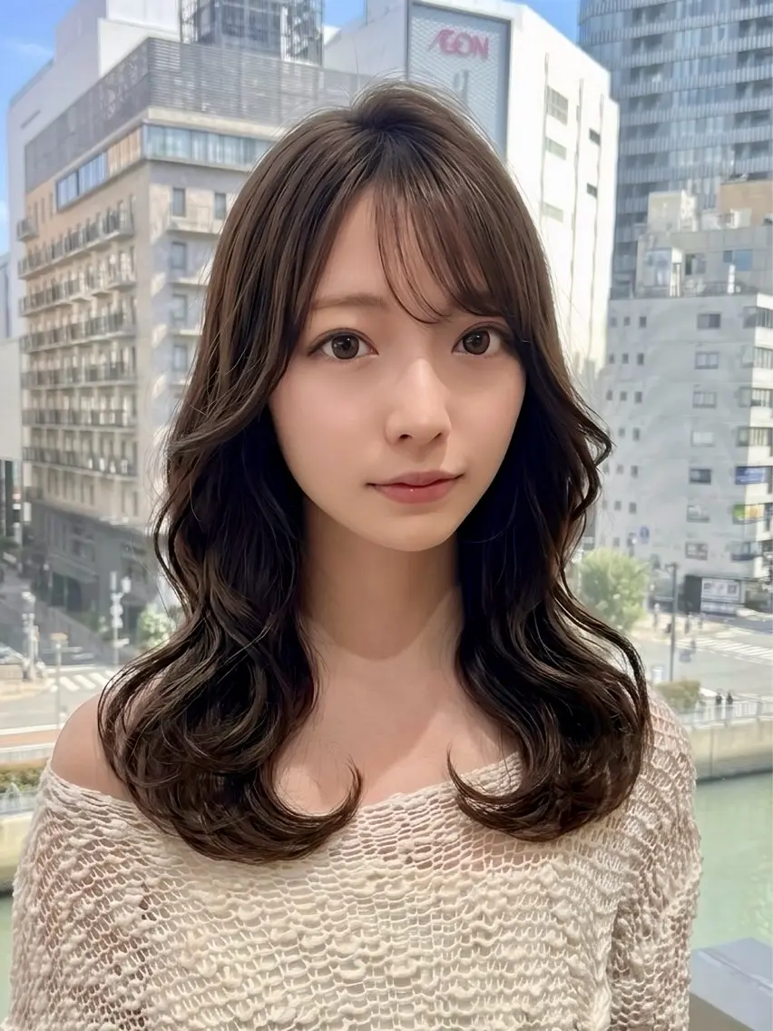 セミロング カラー ケアカラー 髪質改善 韓国風ヘア レイヤーカット 小顔カット 吉川 友稀のヘアスタイル