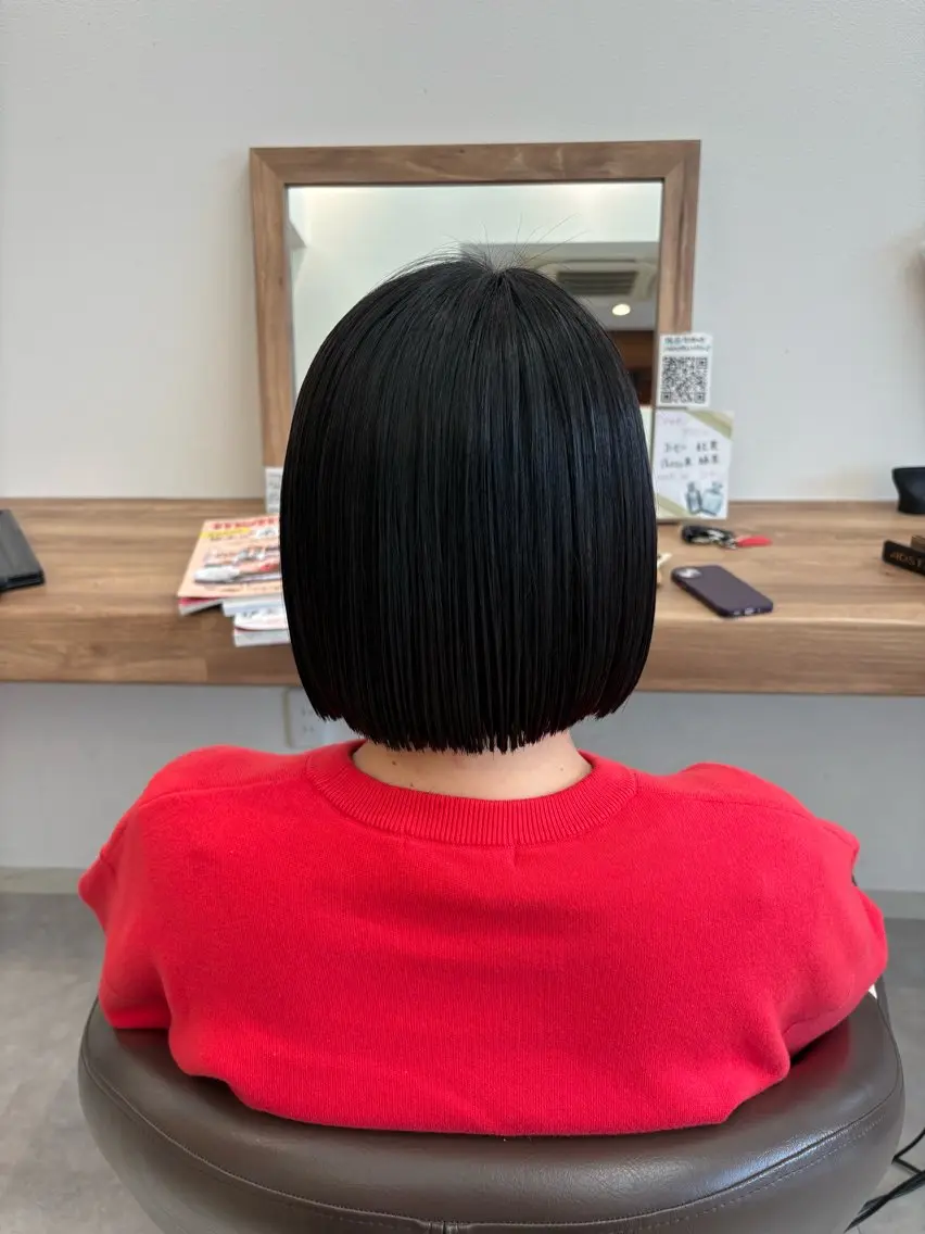 ショート ボブ 縮毛矯正 カット 縮毛矯正 渡邊 玲来のヘアスタイル