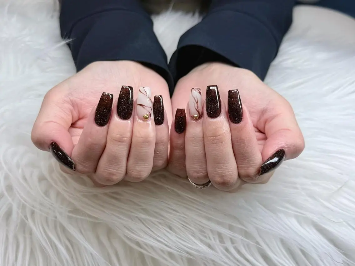 ネイル ブルー フラワーネイル 韓国ネイル ロングネイル 持ち込み Melia Nailsのネイルデザイン