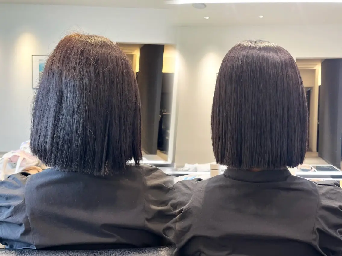 ミディアム ボブ カット 縮毛矯正 顔周りレイヤー 髪質改善 / AYUのヘアスタイル