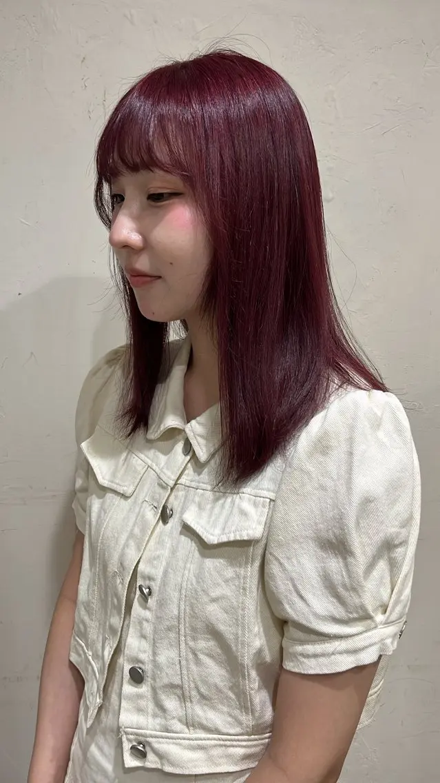 セミロング カラー レッドカラー Seira 札幌メンズサロンのヘアスタイル